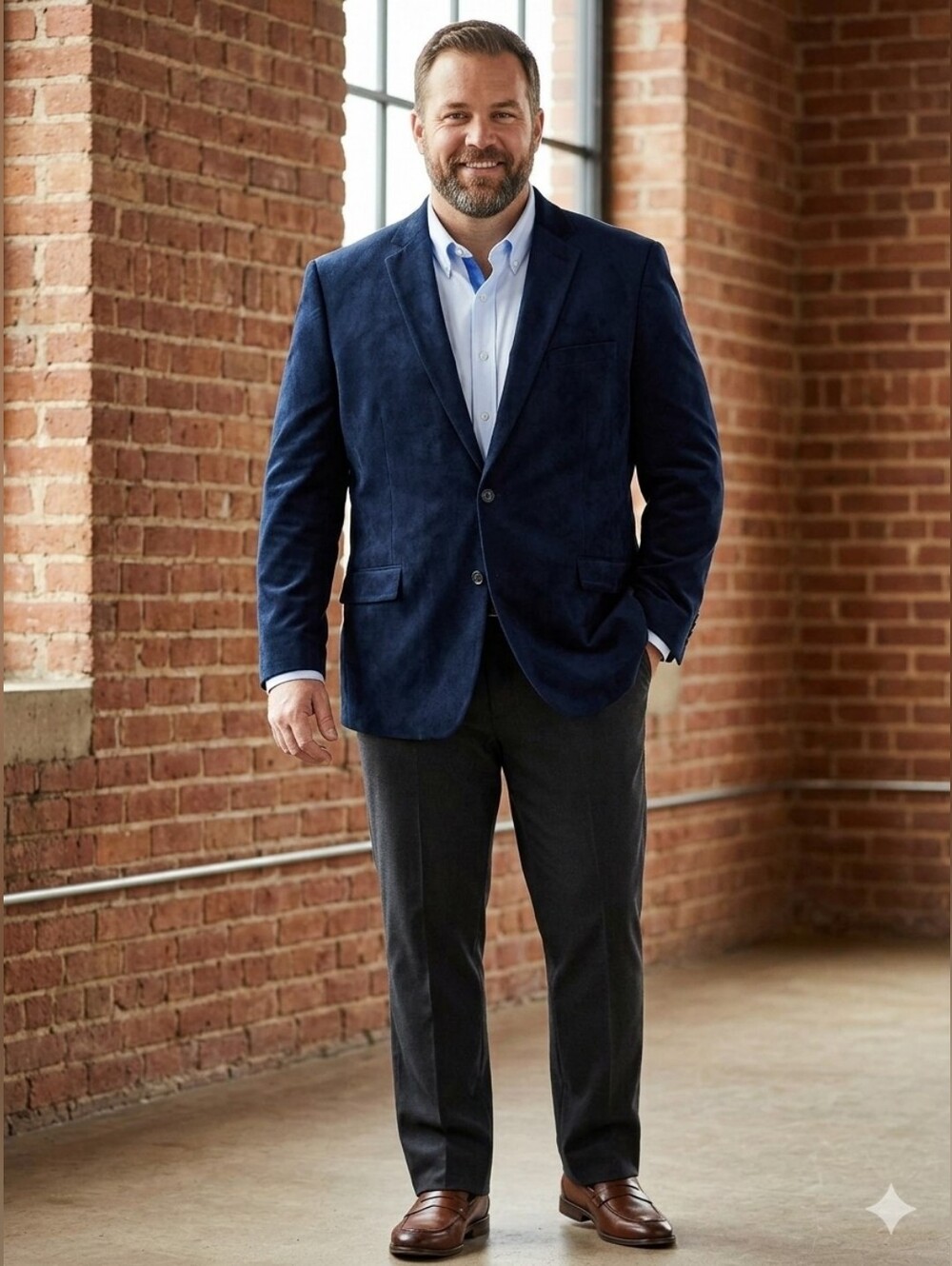 INC International Concepts Navy Blue Two-Button Sport Coat